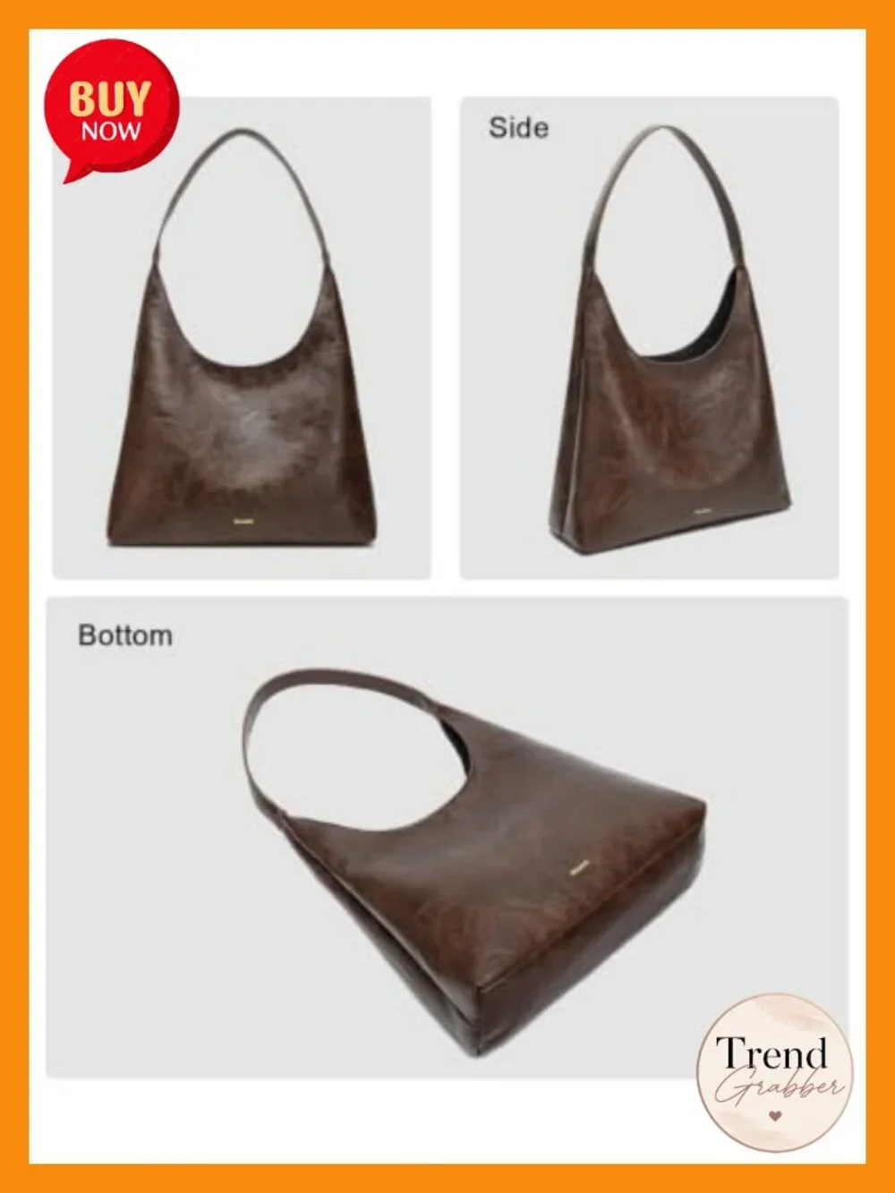 Vegan Leather Hobo Bag for Women Slouchy Shoulder Tote Purse